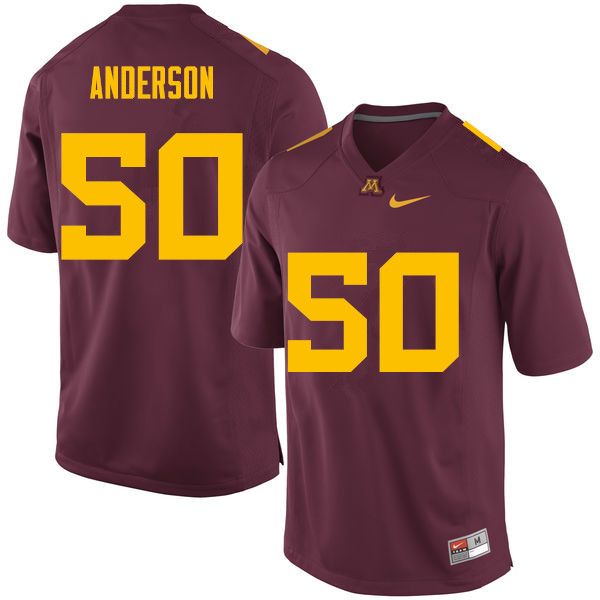 Men #50 Danny Anderson Minnesota Golden Gophers College Football Jerseys Sale-Maroon
